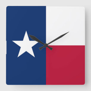 Wall Clock mit der Flagge von Texas, USA Quadratische Wanduhr