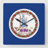 Wall Clock mit der Flagge von Virginia, USA