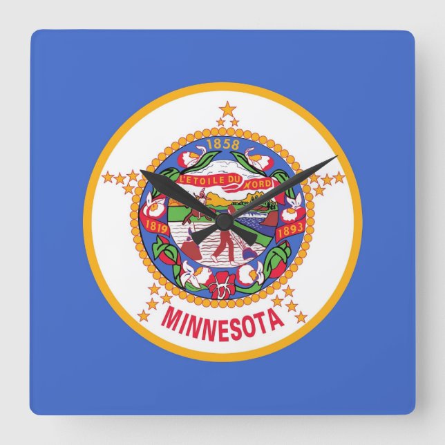 Wall Clock mit Flag Minnesota, USA Quadratische Wanduhr (Vorderseite)