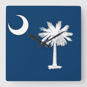 Wall Clock mit Flag South Carolina, USA Quadratische Wanduhr