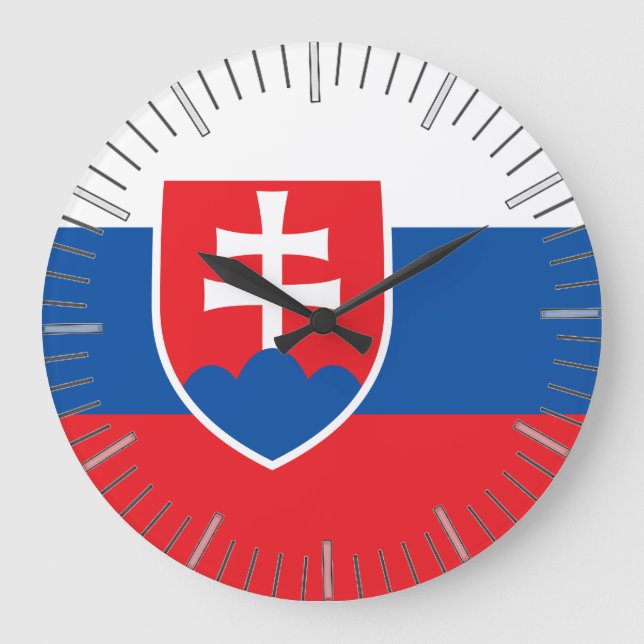 Wall Clock mit Flagge der Slowakei Große Wanduhr (Vorderseite)