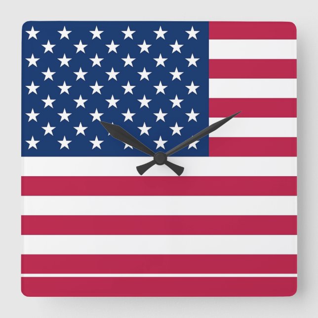 Wall Clock mit Flagge der USA Quadratische Wanduhr (Vorderseite)
