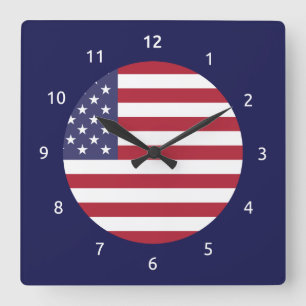 Wall Clock mit Flagge der USA Quadratische Wanduhr