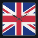 Wall Clock mit Flagge des Vereinigten Königreichs Quadratische Wanduhr<br><div class="desc">Phantastische patriotische Wanduhr mit Flag von Großbritannien. Dieses Produkt ist anpassbar.</div>