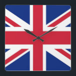 Wall Clock mit Flagge des Vereinigten Königreichs Quadratische Wanduhr<br><div class="desc">Phantastische patriotische Wanduhr mit Flag von Großbritannien. Dieses Produkt ist anpassbar.</div>