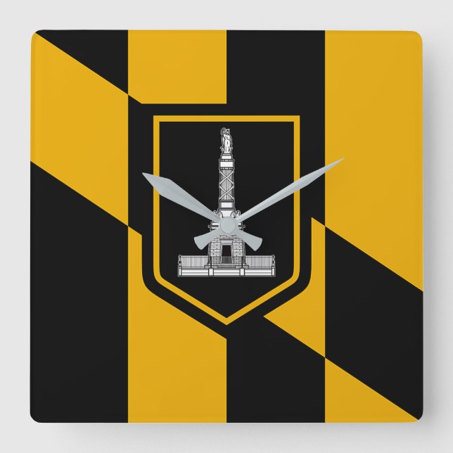 Wall Clock mit Flagge von Baltimore City, USA Quadratische Wanduhr (Vorderseite)