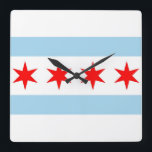 Wall Clock mit Flagge von Chicago, Illinois, USA Quadratische Wanduhr<br><div class="desc">Phantastische patriotische Wanduhr mit Flag von Chicago,  Illinois,  USA. Dieses Produkt ist anpassbar.</div>