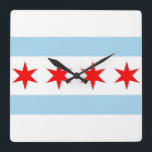 Wall Clock mit Flagge von Chicago, Illinois, USA Quadratische Wanduhr<br><div class="desc">Phantastische patriotische Wanduhr mit Flag von Chicago,  Illinois,  USA. Dieses Produkt ist anpassbar.</div>