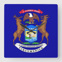 Wall Clock mit Flagge von Michigan, USA