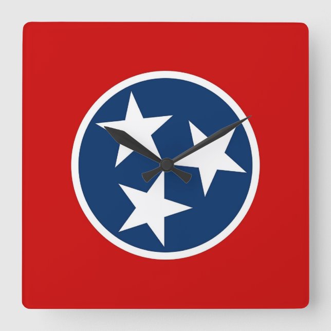Wall Clock mit Flagge von Tennessee, USA Quadratische Wanduhr (Vorderseite)