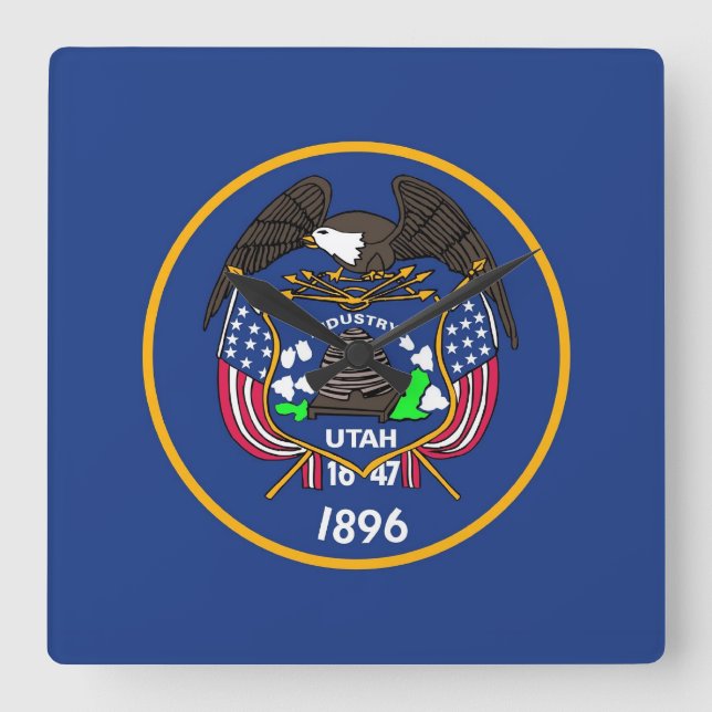 Wall Clock mit Flagge von Utah, USA Quadratische Wanduhr (Vorderseite)