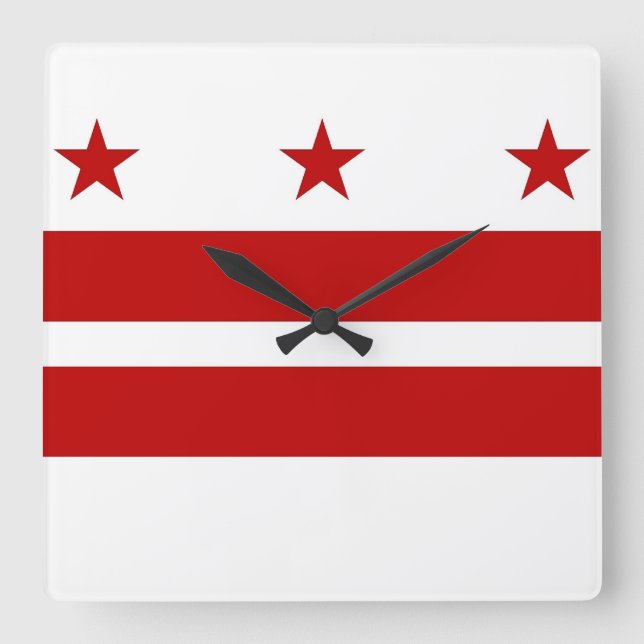 Wall Clock mit Flagge von Washington DC, USA Quadratische Wanduhr (Vorderseite)