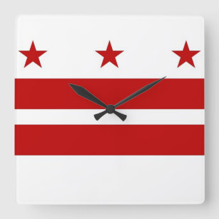 Wall Clock mit Flagge von Washington DC, USA Quadratische Wanduhr