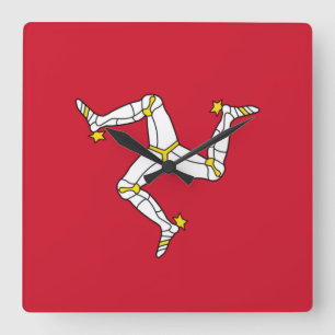 Wall Clock mit Isle of Man Flag, Vereinigtes König Quadratische Wanduhr