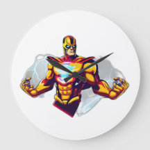 Wall Clock mit super-heroischem Tattoo