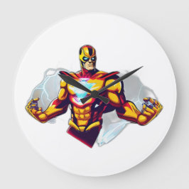 Wall Clock mit super-heroischem Tattoo Große Wanduhr