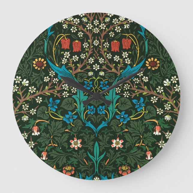 WALL CLOCK MIT WILLIAM MORRIS "TULIPS" DESIGN GROßE WANDUHR (Vorderseite)