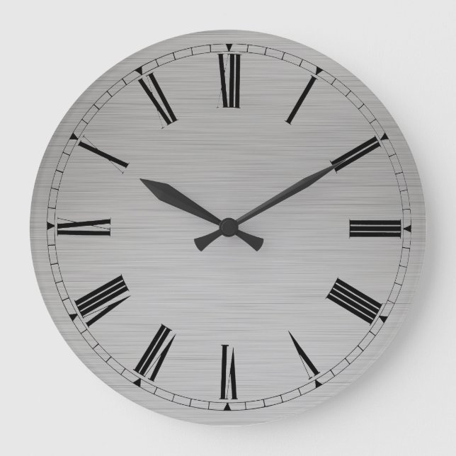 Wall Clock - Moderne römische Zahlen aus Metall Große Wanduhr (Vorderseite)