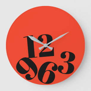 Wall Clock - Orange Background Fallen Zahlen Große Wanduhr