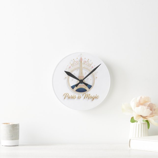 Wall Clock - Paris Elegant Eiffel Tower Runde Wanduhr (Zuhause)