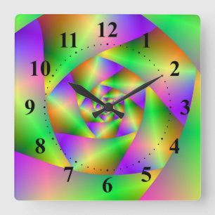 Wall Clock  Psychedelic Spiral Quadratische Wanduhr