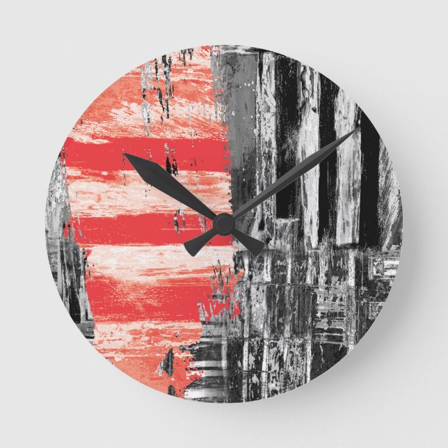 Wall Clock – Red Pulse Abstract Design Runde Wanduhr (Vorderseite)