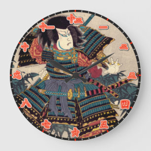 Wall Clock Samurai japanische Kanji Zahlen Große Wanduhr