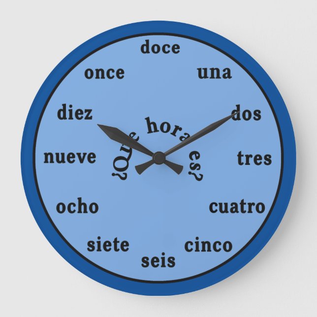 Wall-Clock-Shades der spanischen Sprache Große Wanduhr (Vorderseite)