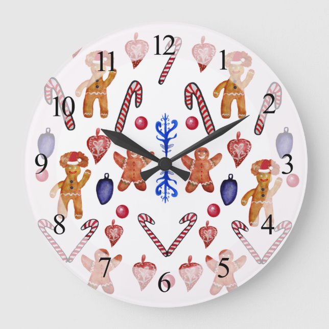 Wall Clock Sweet Christmas Große Wanduhr (Vorderseite)
