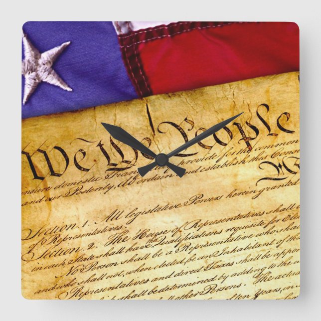 Wall-Clock-Verfassung Quadratische Wanduhr (Vorderseite)