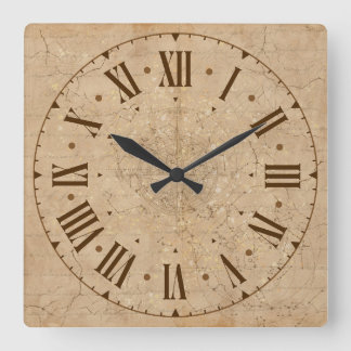 wall clock vintage style roman letters quadratische wanduhr
