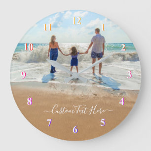 Wall Clock with Custom Photo Text Your Own Design Große Wanduhr