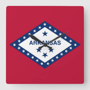 Wall Clock with Flag of Arkansas, USA Quadratische Wanduhr