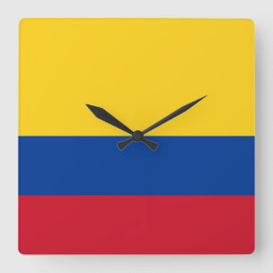 Wall Clock with Flag of Colombia Quadratische Wanduhr