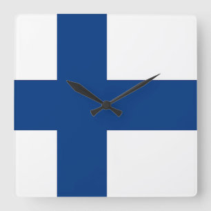 Wall Clock with Flag of Finland Quadratische Wanduhr