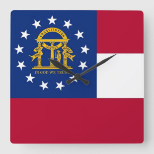 Wall Clock with Flag of Georgia, USA Quadratische Wanduhr
