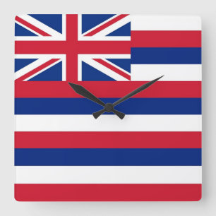Wall Clock with Flag of Hawaii, USA Quadratische Wanduhr