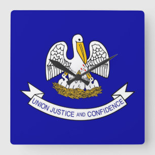 Wall Clock with Flag of Louisiana, USA Quadratische Wanduhr