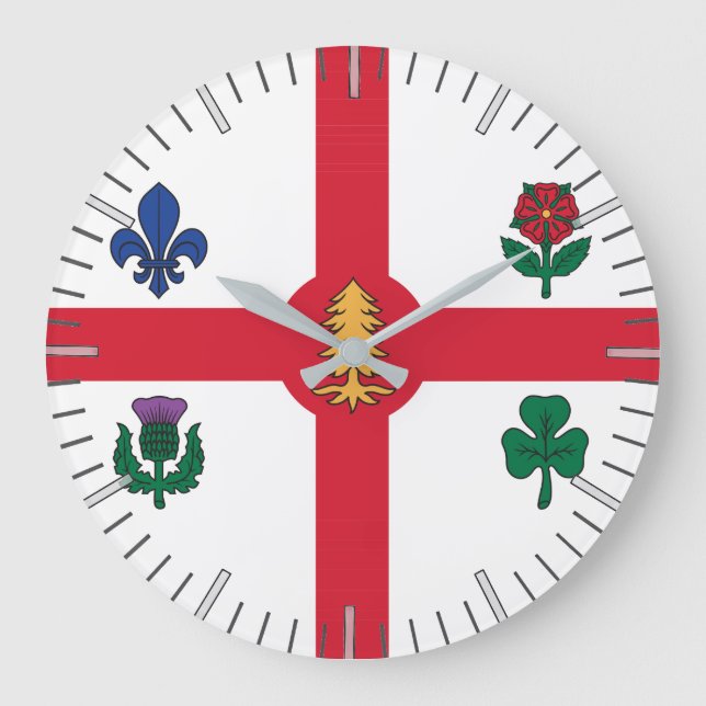 Wall Clock with Flag of Montreal, Canada Große Wanduhr (Vorderseite)