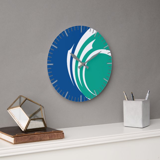 Wall Clock with flag of Ottawa, Canada Große Wanduhr (Büro)