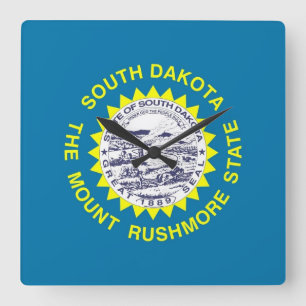 Wall Clock with Flag of South Dakota, USA Quadratische Wanduhr