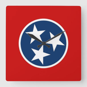Wall Clock with Flag of Tennessee, USA Quadratische Wanduhr