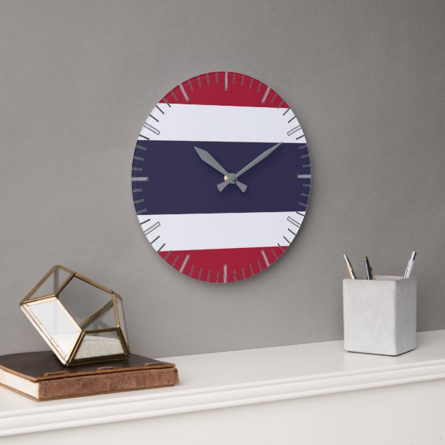 Wall Clock with flag of Thailand Große Wanduhr (Büro)