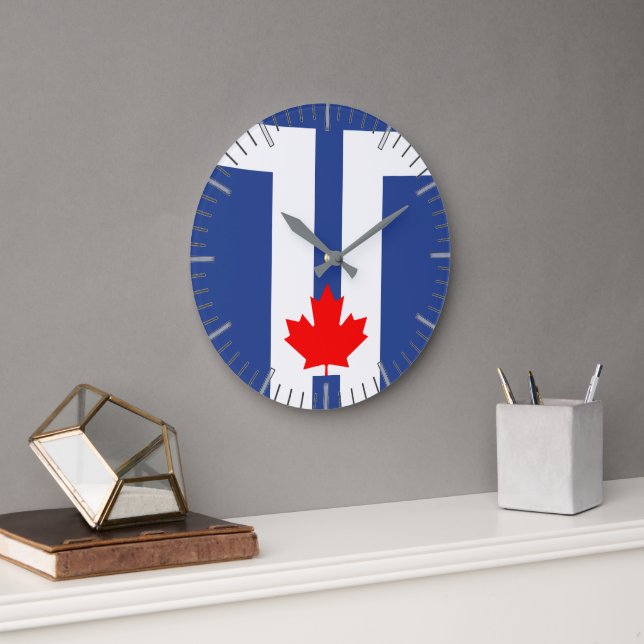 Wall Clock with flag of Toronto, Canada Große Wanduhr (Büro)
