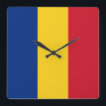 Wall Clock with Flag Quadratische Wanduhr<br><div class="desc">Awesome patriotic wall clock with Flag of Romania. This product customizable.</div>