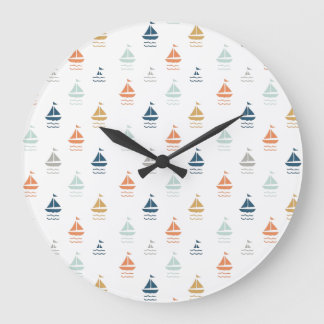 Wall Clock with Tiny Boats – Nautical Kids Room De Große Wanduhr