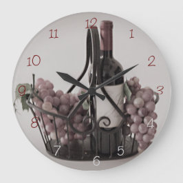 Wall ClockOpt. 2 Korb mit Wein und Weintrauben Gro Große Wanduhr