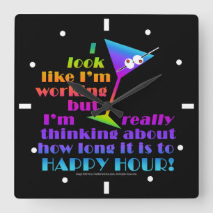 Wall Clocks - How Long to Happy Hour Quadratische Wanduhr