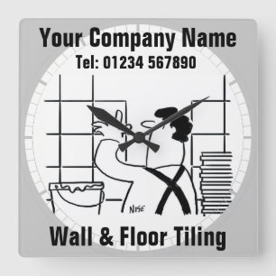 Wall & Floor Tiling Business Office Wall Clock Quadratische Wanduhr