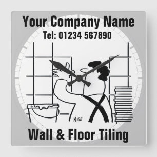 Wall & Floor Tiling Cartoon Quadratische Wanduhr
